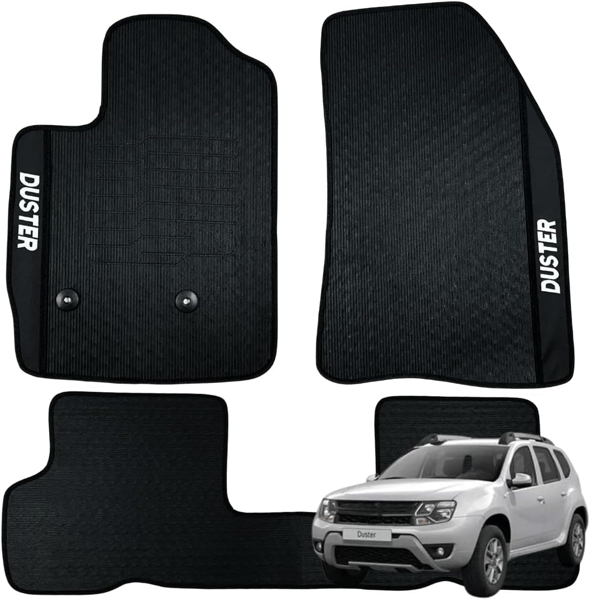 Jogo de Tapetes Automotivos Emborrachados Duster 2016 2017 2018 2019-3 Peças