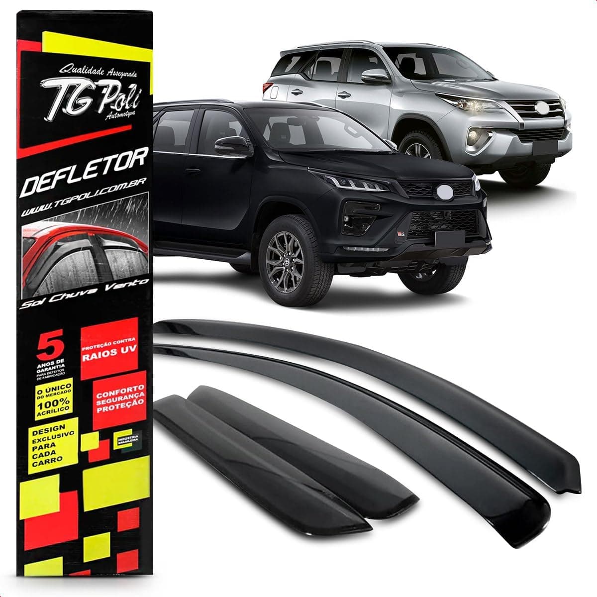 Calha Chuva Defletor Inteiriça Slim Hilux Sw4 4 Portas 2016 2017 2018 2019 2020 2021 2022 Fumê