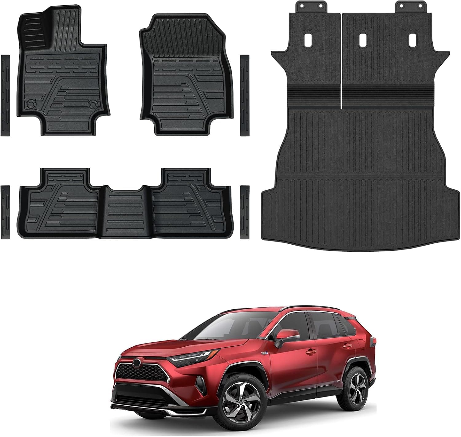 Tapetes de Chão e Forro de Carga para Toyota RAV4 2019-2025 (Inclui Híbrido), Preto, TPE, Ajuste Específico do Veículo