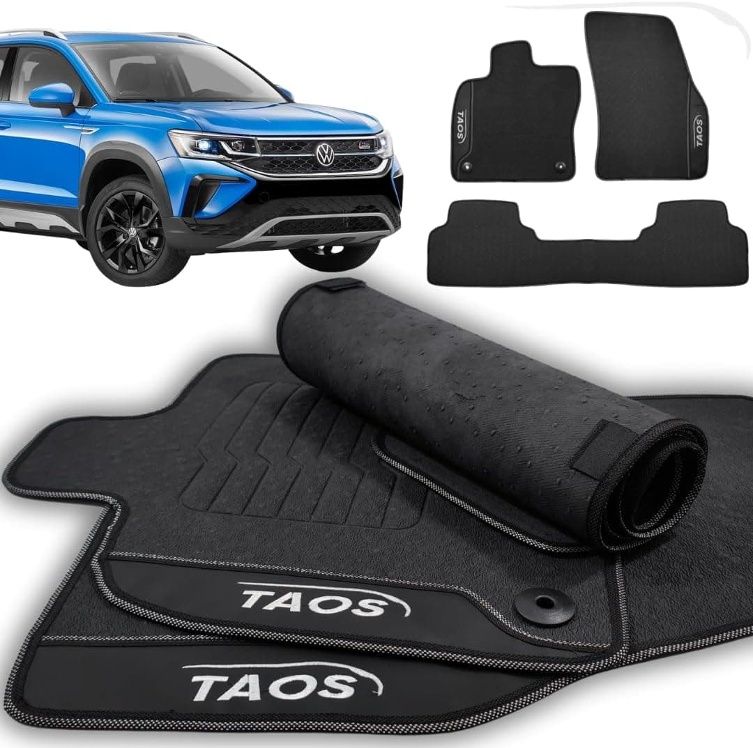 Tapete de Carro Taos Comfortline Highline Automotivo Inteiriço Antiderrapante Impermeável Emborrachado 2020 2021 2022 2023 2024 2025
