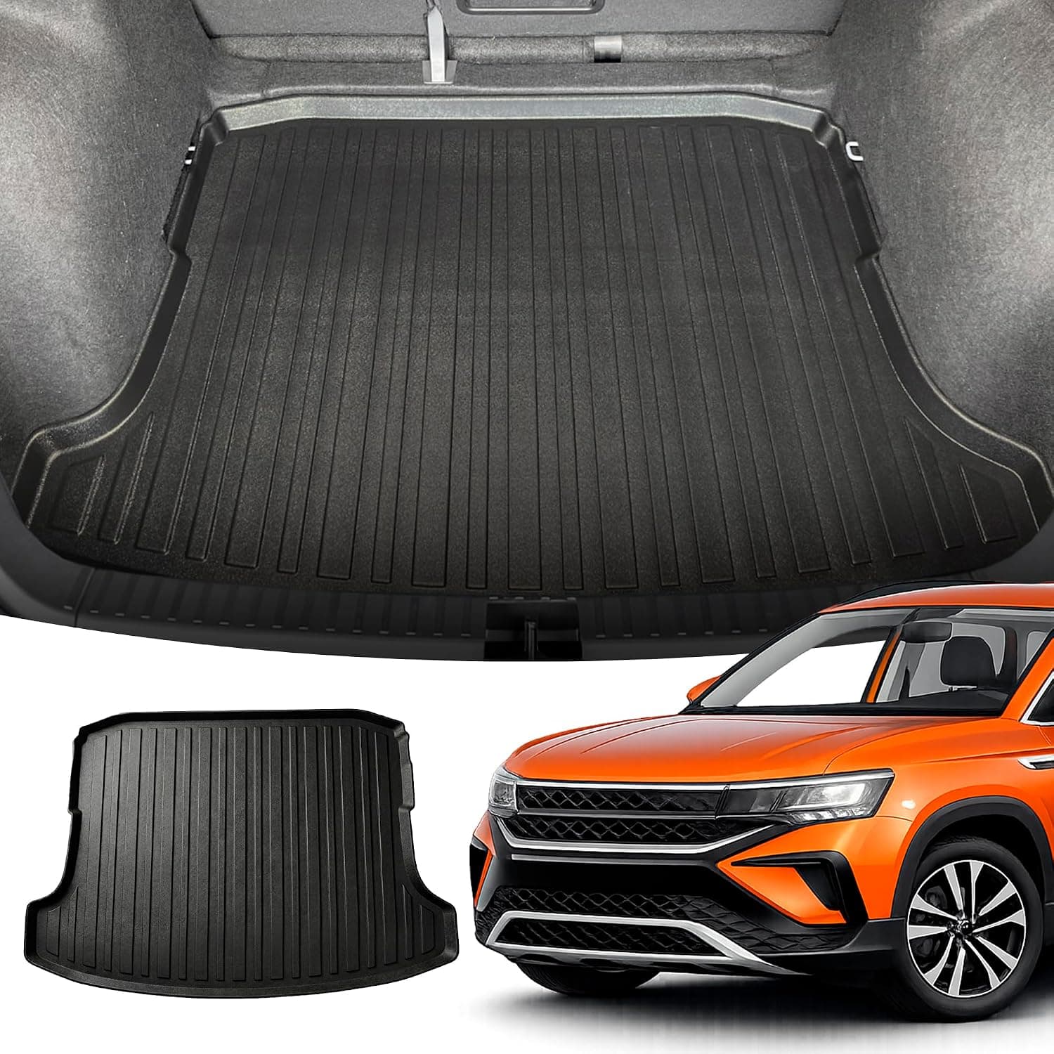 Forro de carga premium apenas para Volkswagen Taos 2022-2026 com tração dianteira - Tapete de porta-malas de carro de ajuste personalizado - Tapete de carga…