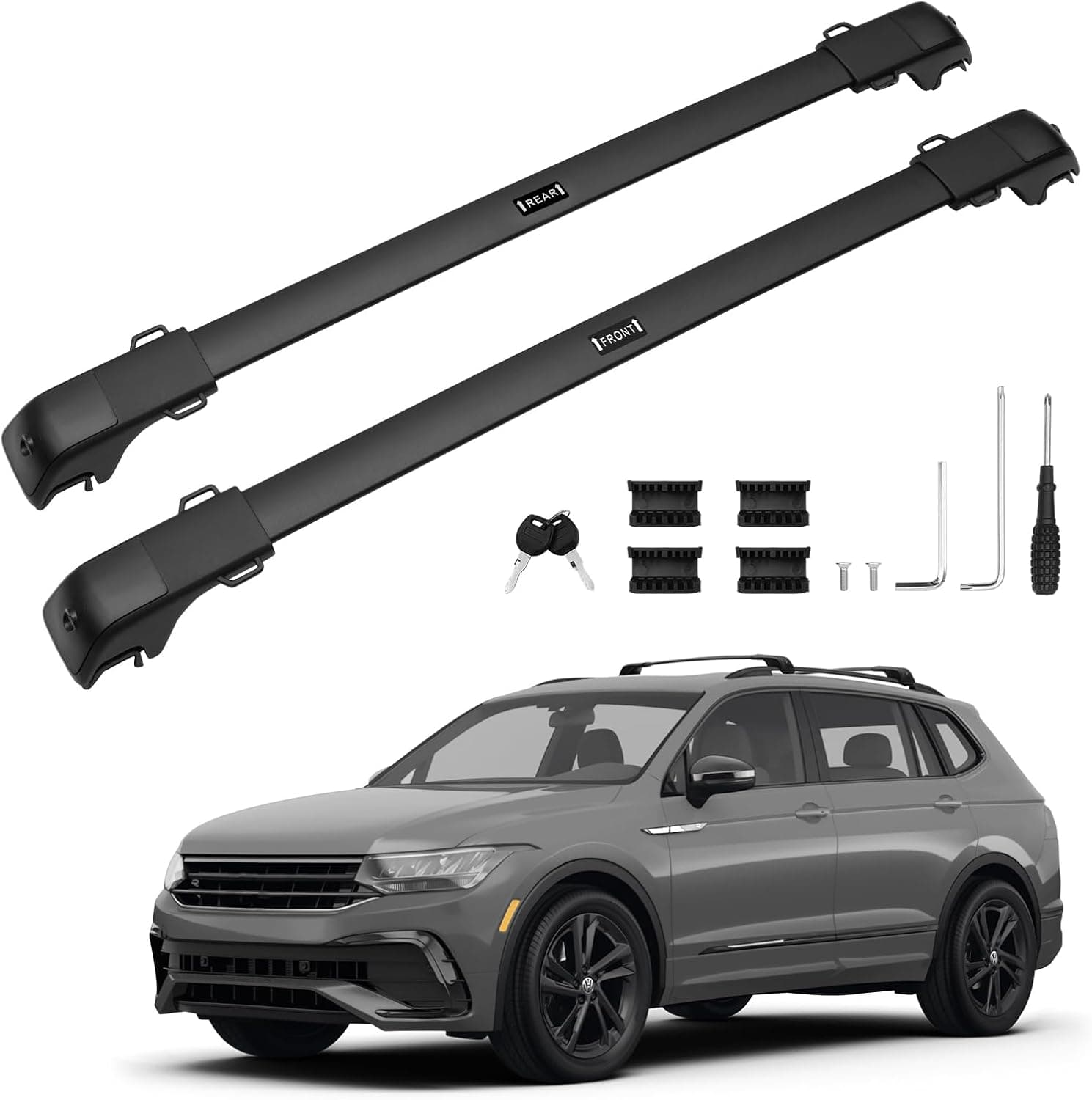 Powerty Barras transversais de rack de teto para Volkswagen VW Tiguan 2018-2026 (não para Limited) e Taos 2022-2026 Barras transversais de alumínio para…