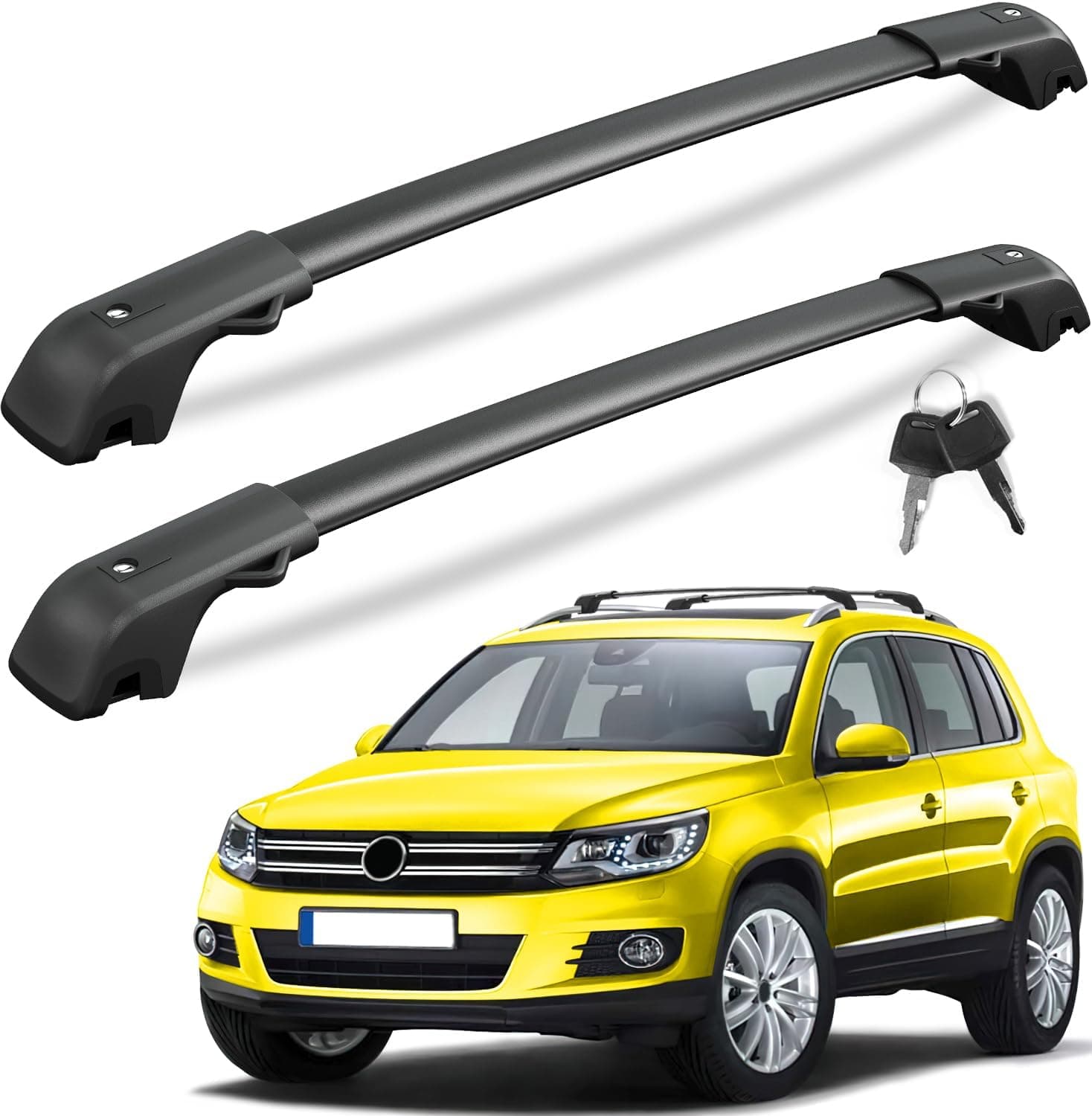 KINGGERI Barras transversais de teto de 100 libras compatíveis com Volkswagen VW Tiguan 2018-2024 e Taos 2022-2024, barras transversais de alumínio antifurto…