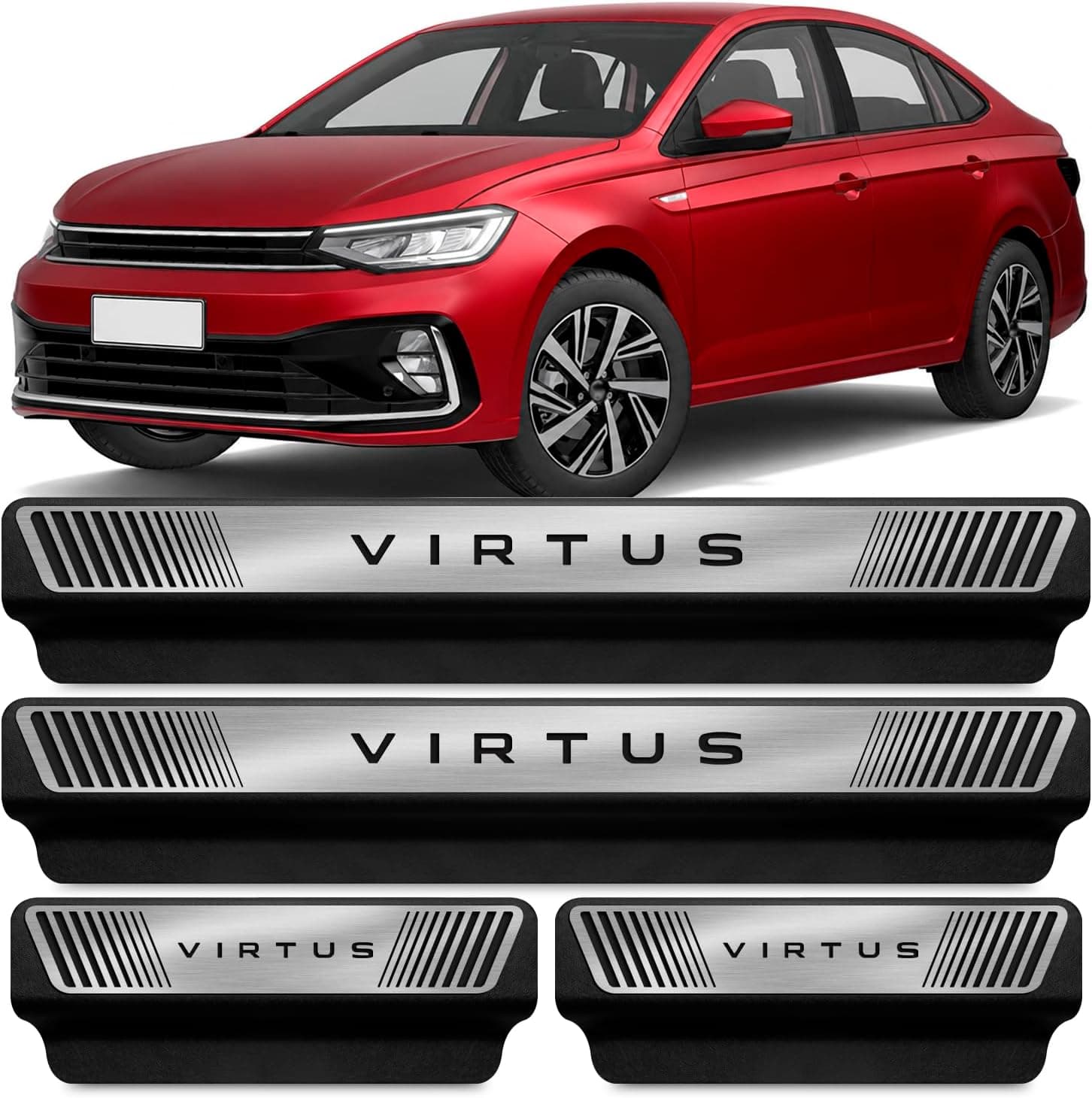 Kit 4 Soleira Virtus 23/26 Protetor de Porta ABS Efeito Escovado Premium
