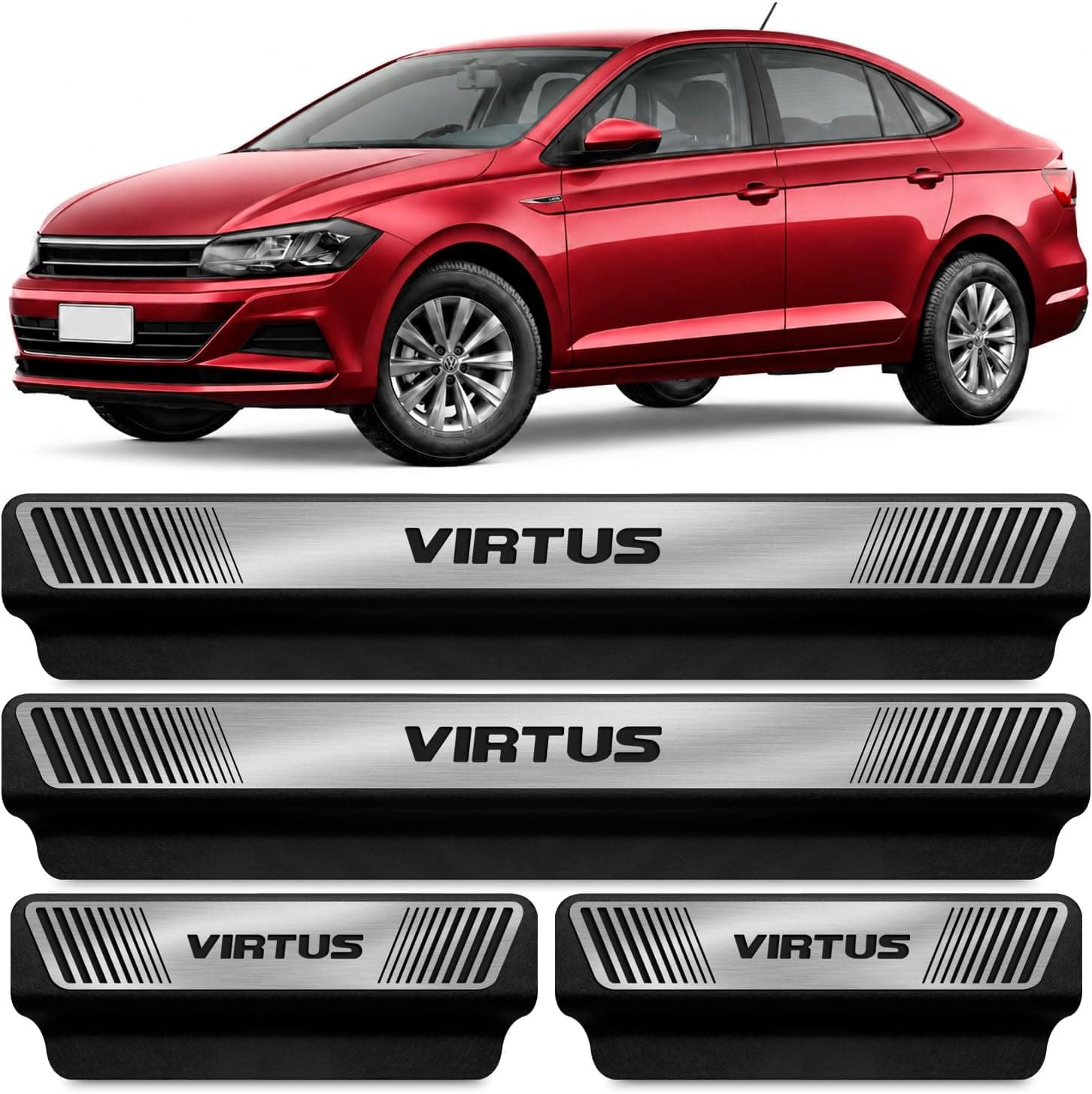 Kit 4 Soleira Virtus 18 a 22 Protetor de Porta ABS Efeito Escovado Premium