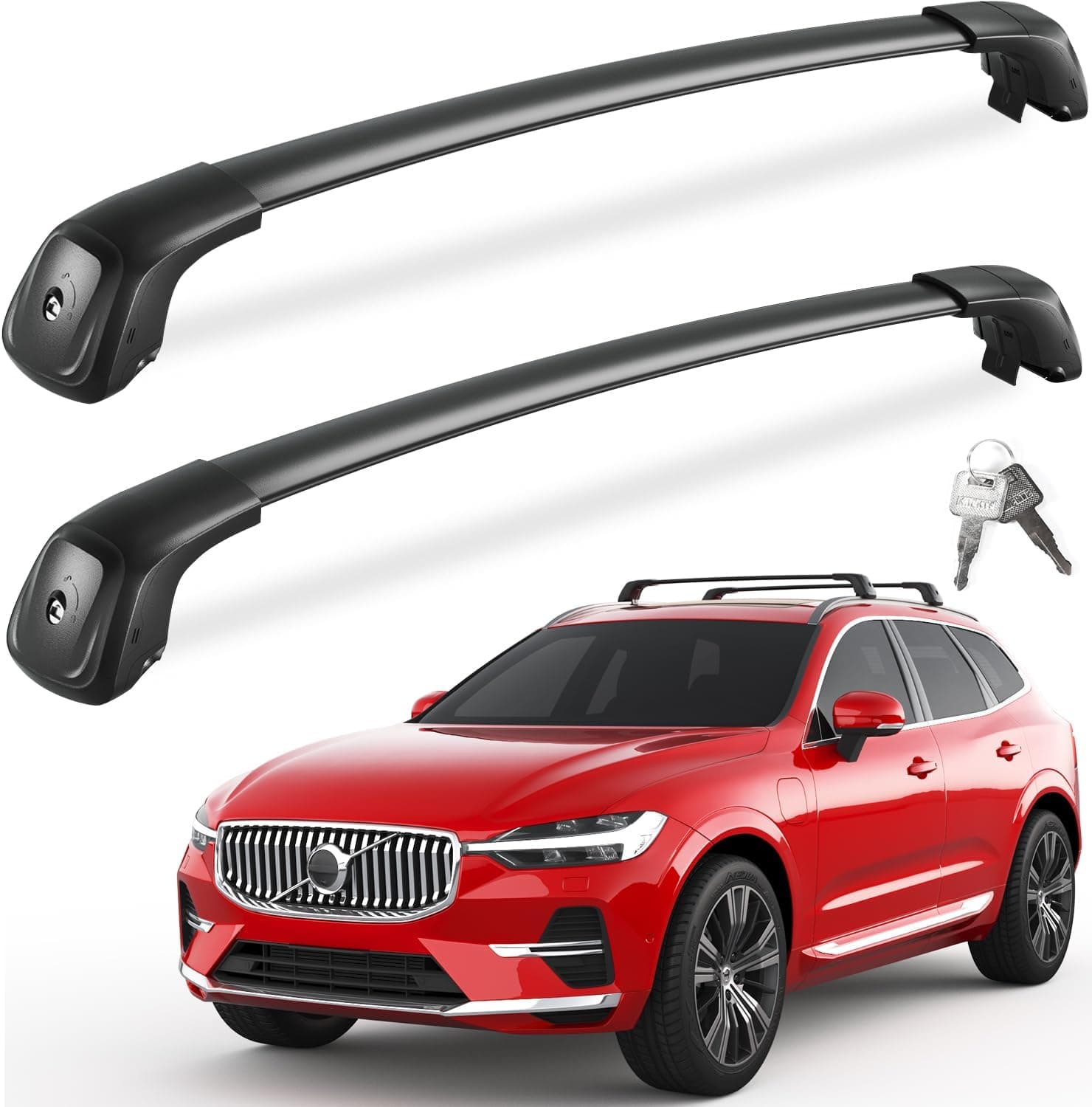 FengYu Barras transversais de teto bloqueáveis de 118 kg compatíveis com Volvo XC60 XC-60 2018-2025, trilhos de teto de alumínio resistente, barras…