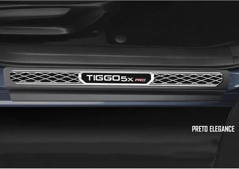 Jogo Soleira Preto e Aço Tiggo 5x Pro 2022 em Diante 4 Portas Veikko (Preto (Elegance))