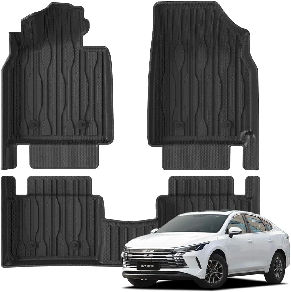 Tapete Automotivo Bandeja 3D para BYD King em Borracha TPO Premium – Jogo com 3 Peças MOOB | Borda Alta, Impermeável e Encaixe Sob Medida