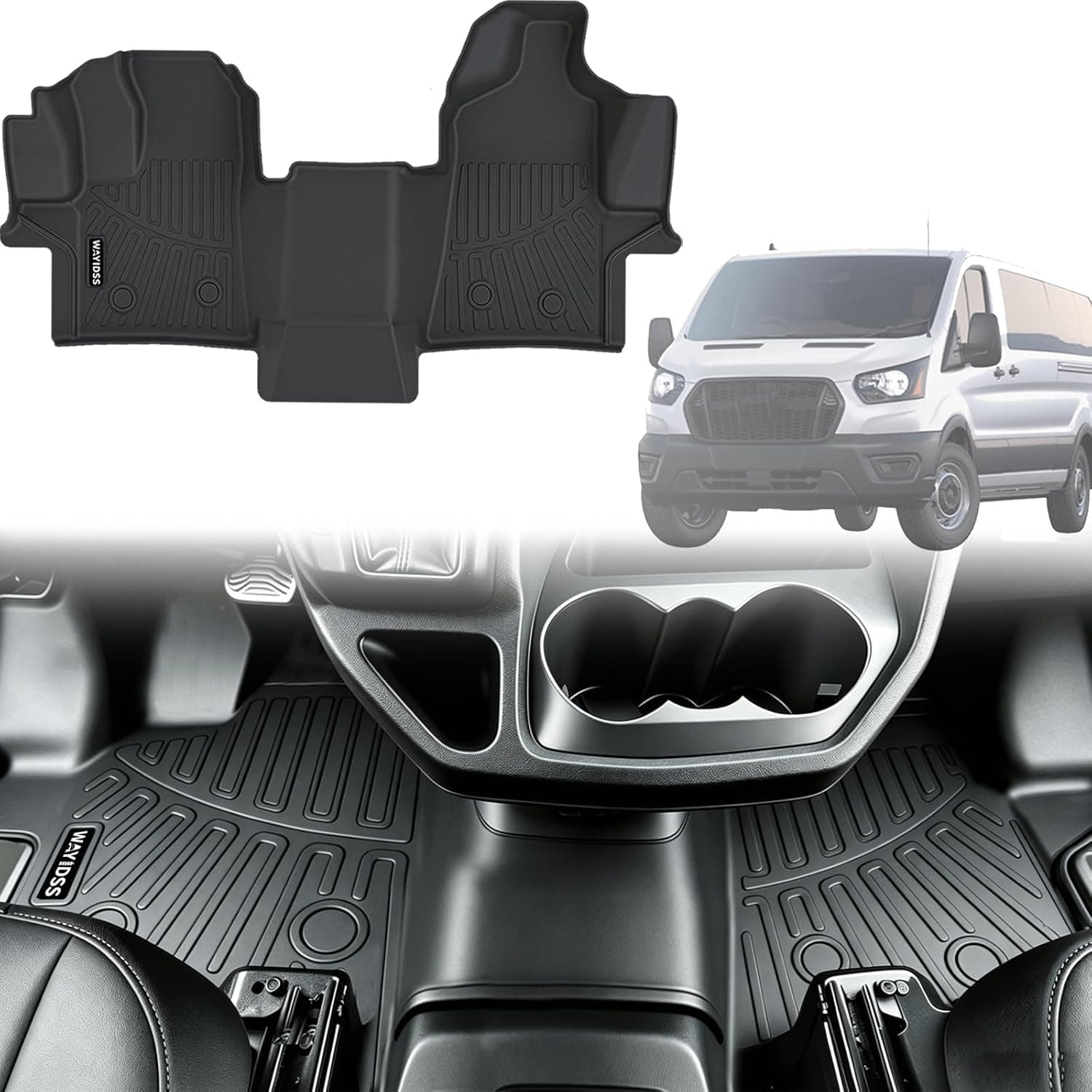 Tapetes de chão para todos os climas para Ford Transit/E-Transit 2022-2026 com piso de vinil 150/250/350/350HD (não serve para Transit Connect) Forro de…