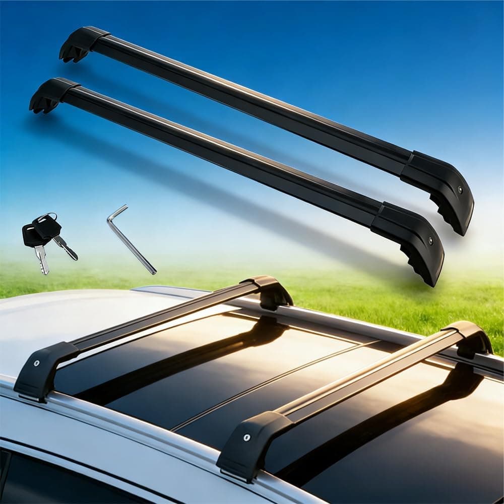 2 barras transversais de teto de alumínio bloqueáveis adequadas para Geely EX5 2025 2026, trilhos de teto resistentes para caixa de carga de bicicleta de…