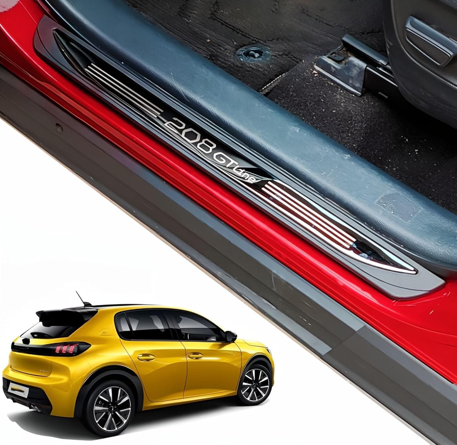 Portector de peitoril de porta para Peugeot 208 208GT Line 2025 2024 2023 2022 2021 2020 acessórios de carro ABS protetor de soleira de porta faixa de…