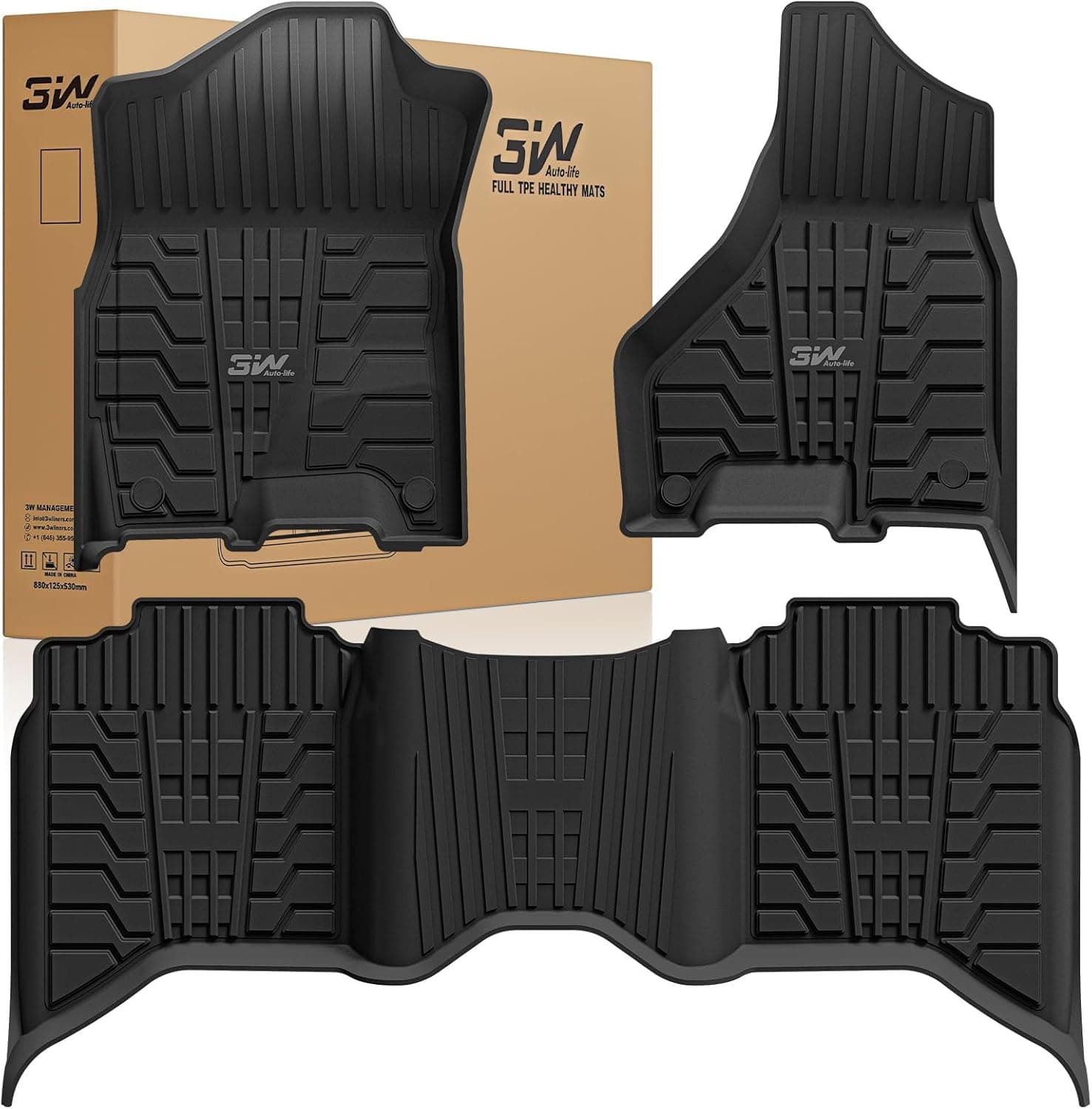 3W Tapetes de chão para 2019-2025 2026 Ram 2500/3500 cabine de tripulação com assento concha (não para modelos PTO KIT), TPE para todas as condições…