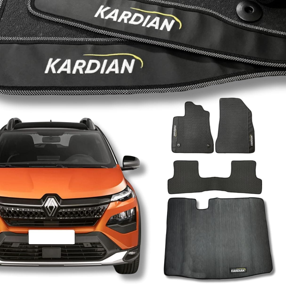 Kit Tapetes Internos e Porta Malas Compatível com Kardian 2023 2024 Emborrachado Premium Impermeável Flexível