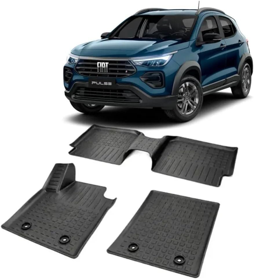Tapete Bandeja Fiat Pulse 2021 a 2026 (exceto híbrido) 3 Peças Preto Bordas Elevadas