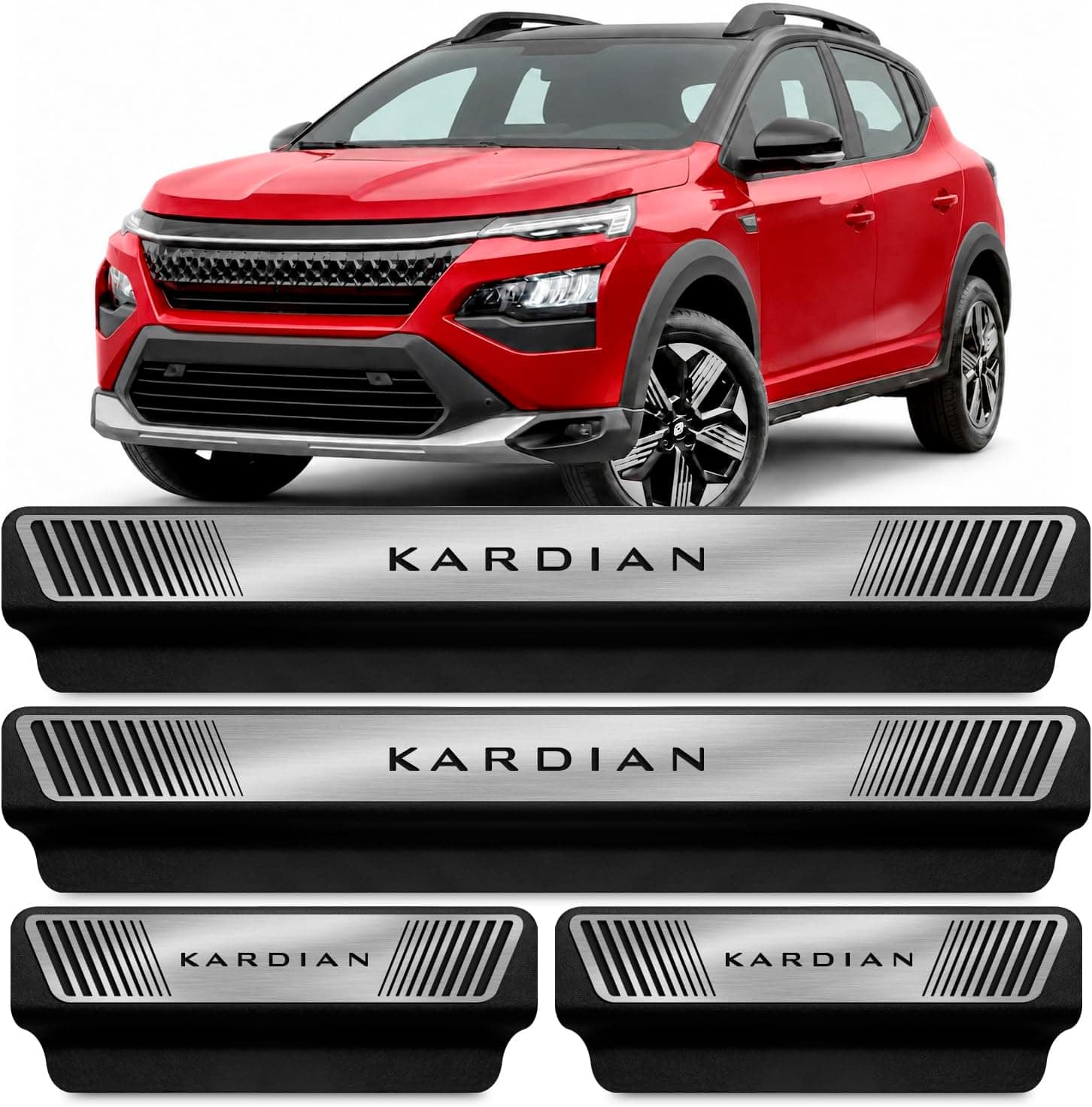 Kit 4 Soleira Kardian Protetor de Porta ABS Efeito Escovado Premium