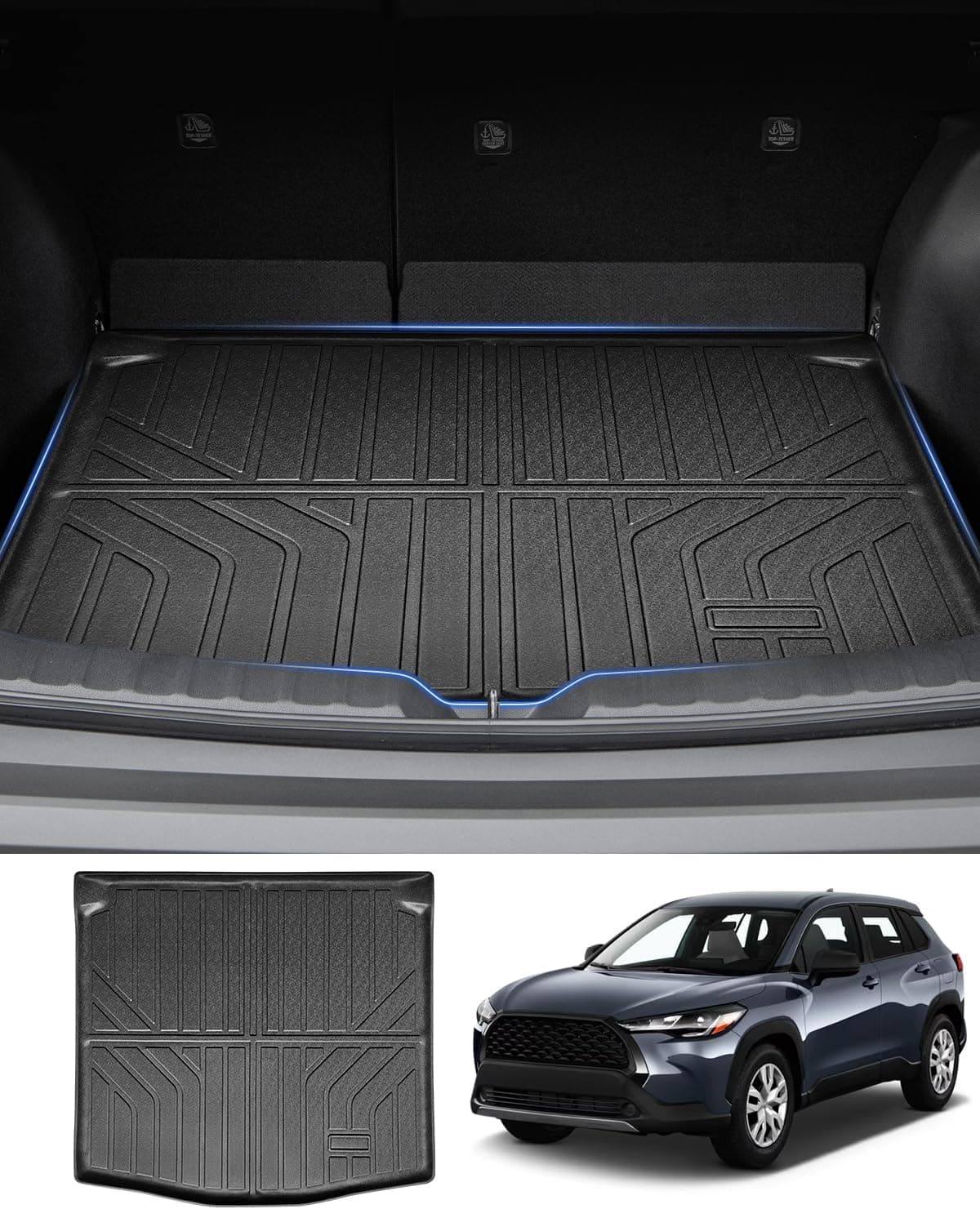 Powerty Tapete de porta-malas para Toyota Corolla Cross 2022-2026, forro de carga TPE para todos os climas para porta-malas traseiro Corolla