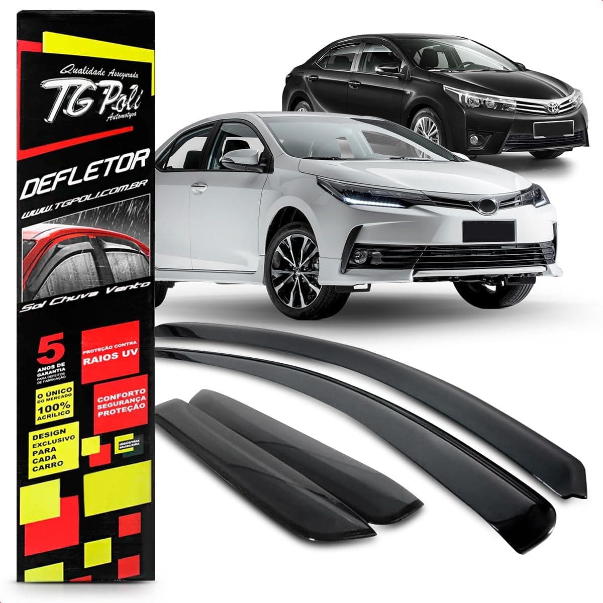 Calha Chuva Defletor Inteiriça Slim Corolla Sedan 4 Portas 2015 2016 2017 2018 2019 Fumê