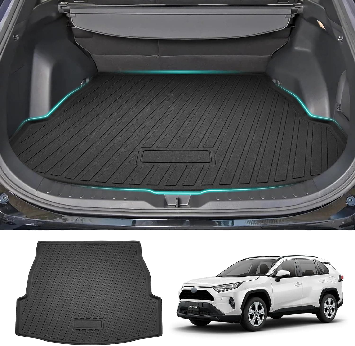 Mixsuper Forro de carga para Toyota RAV4 todos os modelos 2019-2025, forro de porta-malas para todos os climas, tapete de carga traseiro antiderrapante…