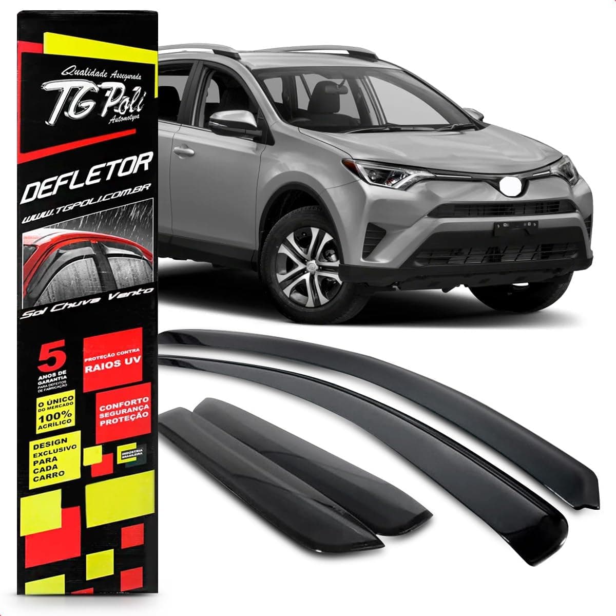 Calha Chuva Defletor Inteiriça Slim Rav4 4 Portas 2014 2015 2016 2017 2018 Fumê 100% Acrílico