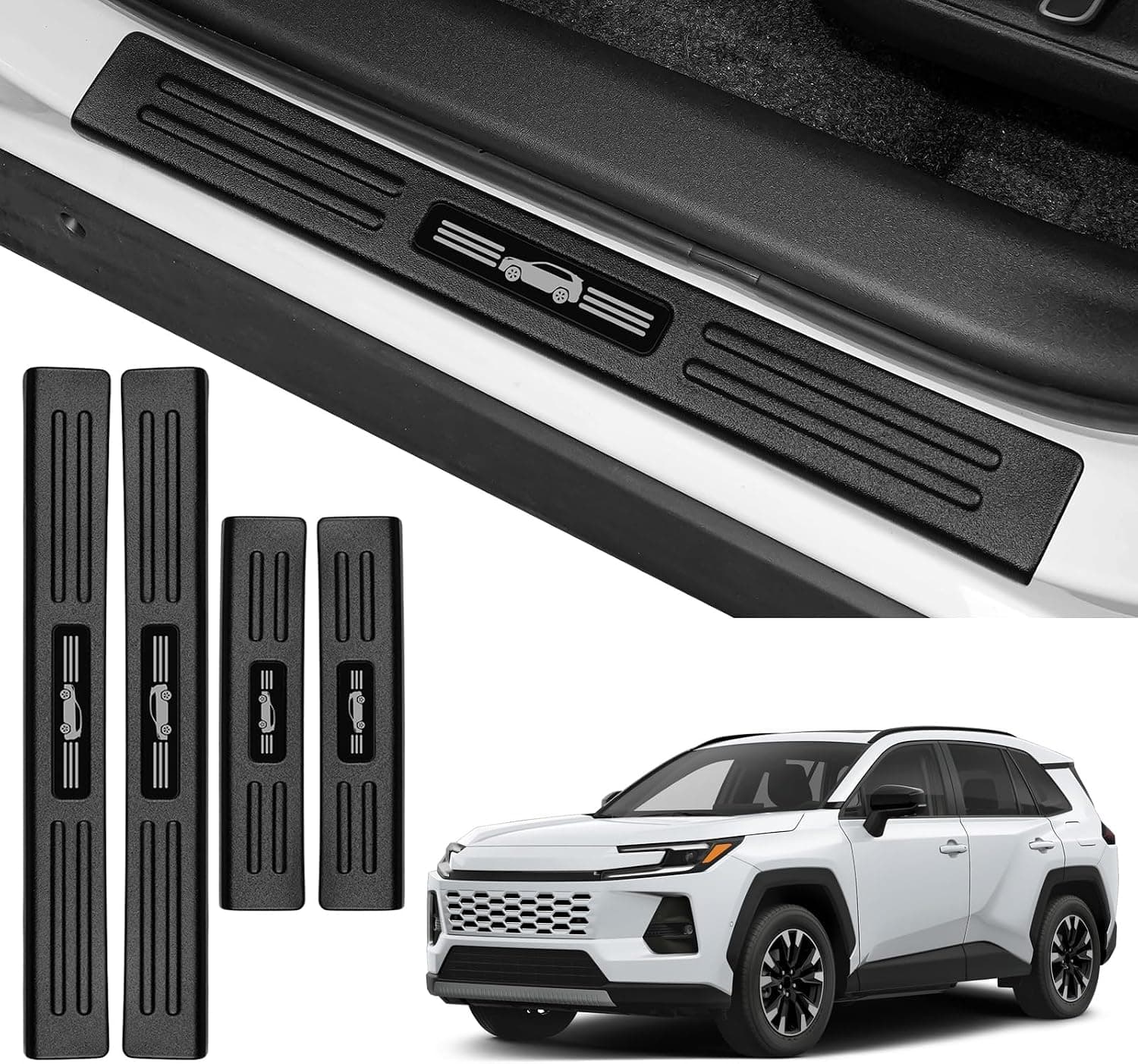 Guardas de Soleira BILOPER Compatíveis com Toyota RAV4 2026 2027 LE/SE/XLE/XSE/Woodland/Limited Acessórios de Proteção de Soleira de Porta em ABS Placa…