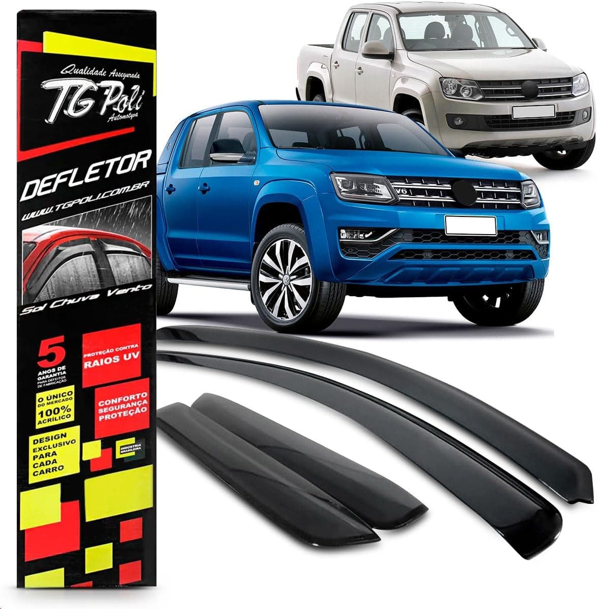 Calha Chuva Defletor Amarok 2010 A 2019 4 Portas Fumê 100% Acrílico