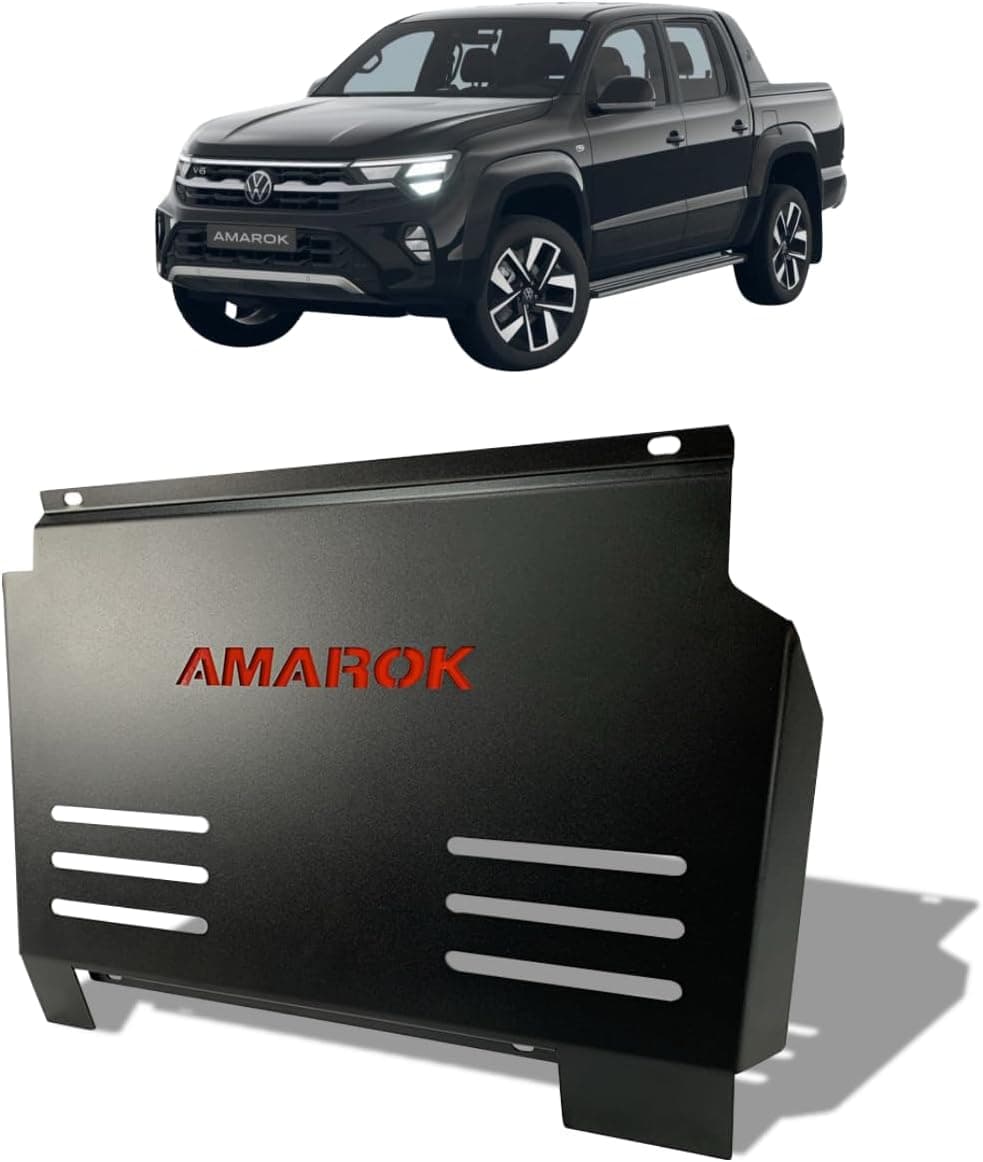 Protetor de Cárter Motor Volkswagen Amarok 2010 a 2026 Aço Carbono Reforçado 2,65mm Peito de Aço Preto Fosco – Proteção Off-Road CeK Acessórios