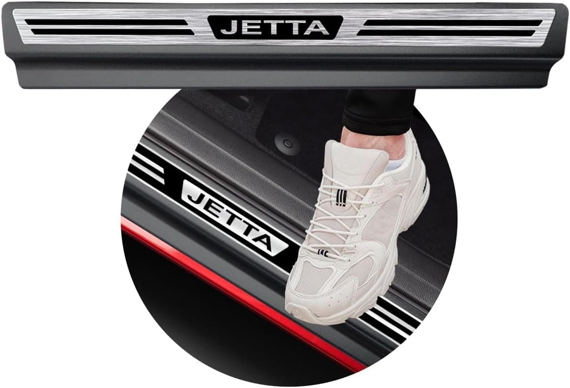 Jogo Soleira Premium Elegance Jetta 2011 em Diante - 4 Portas (Vinil + Resinada 8 Peças) (Preto Elegance)