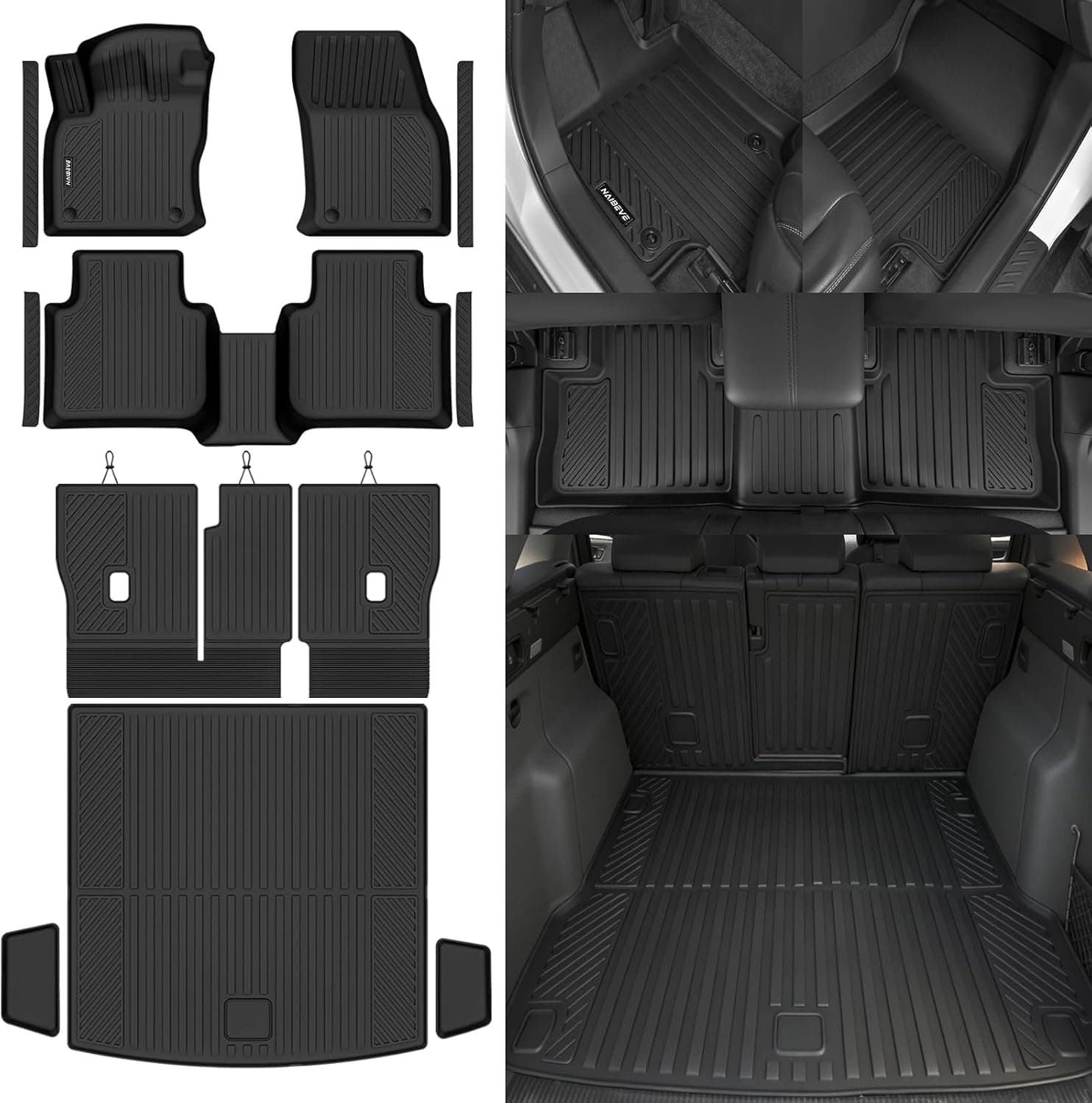 Naibeve Tapetes de chão para Volkswagen Tiguan 2018-2023 2024 - Todos os climas, ajuste personalizado para Volkswagen VW Tiguan, forro de carga, bandeja…