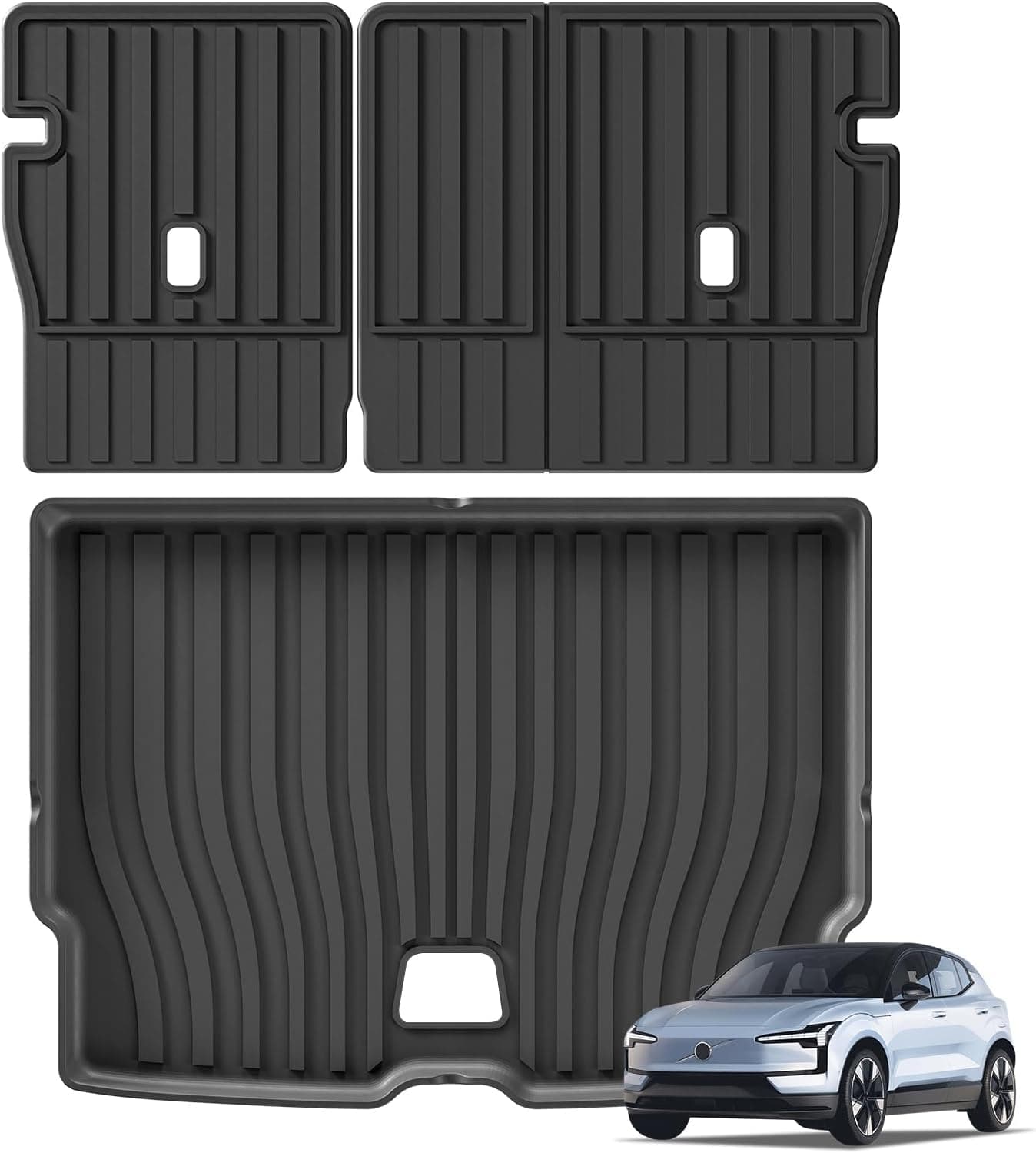 SMABEE Tapetes de Encosto e Forro de Carga para Volvo EX30 2024 2025 2026, Acessórios de Tapete de Porta-malas com Encosto para Todos os Climas em TPE…