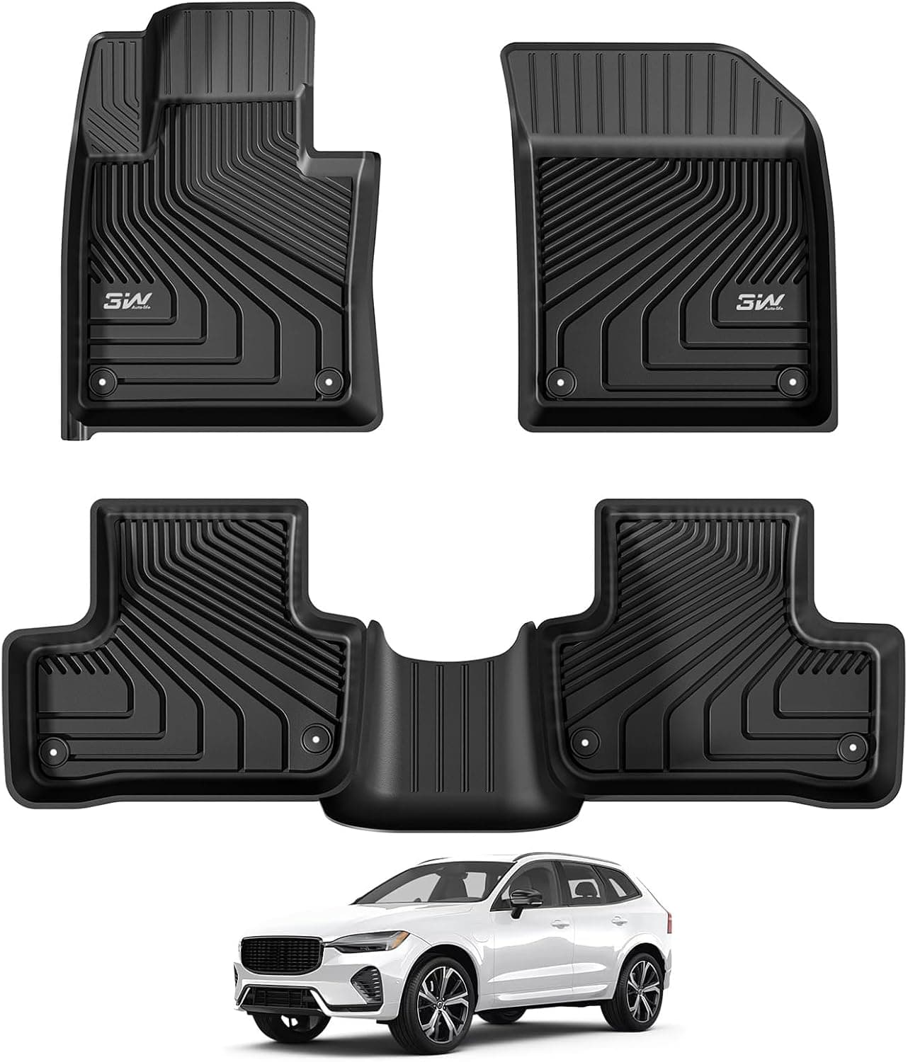 3W Tapetes de chão compatíveis com Volvo XC60 2018-2023 TPE para todos os climas, ajuste personalizado T5 T6 Momentum forro de piso para Volvo XC60, não para…