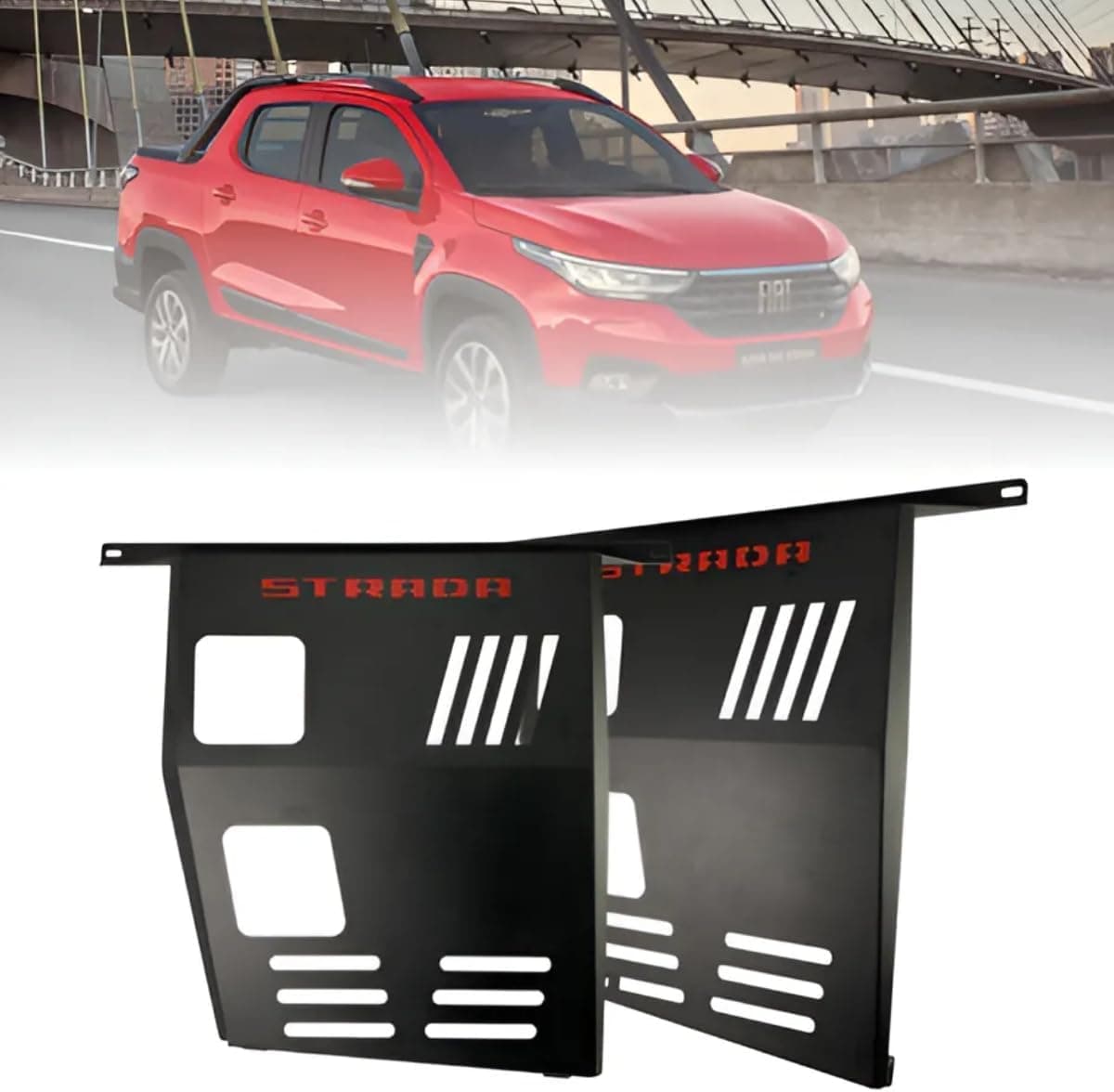 Protetor de Cárter Motor Fiat Strada CD/CS 2021 a 2026 Aço Carbono Reforçado 2,65mm Peito de Aço Preto Fosco – Proteção Off-Road CeK Acessórios