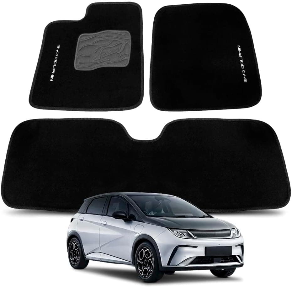 Tapete Automotivo para BYD Dolphin Plus 2023 a 2026 Carpete 3 Peças Traseiro Inteiriço com Bordado
