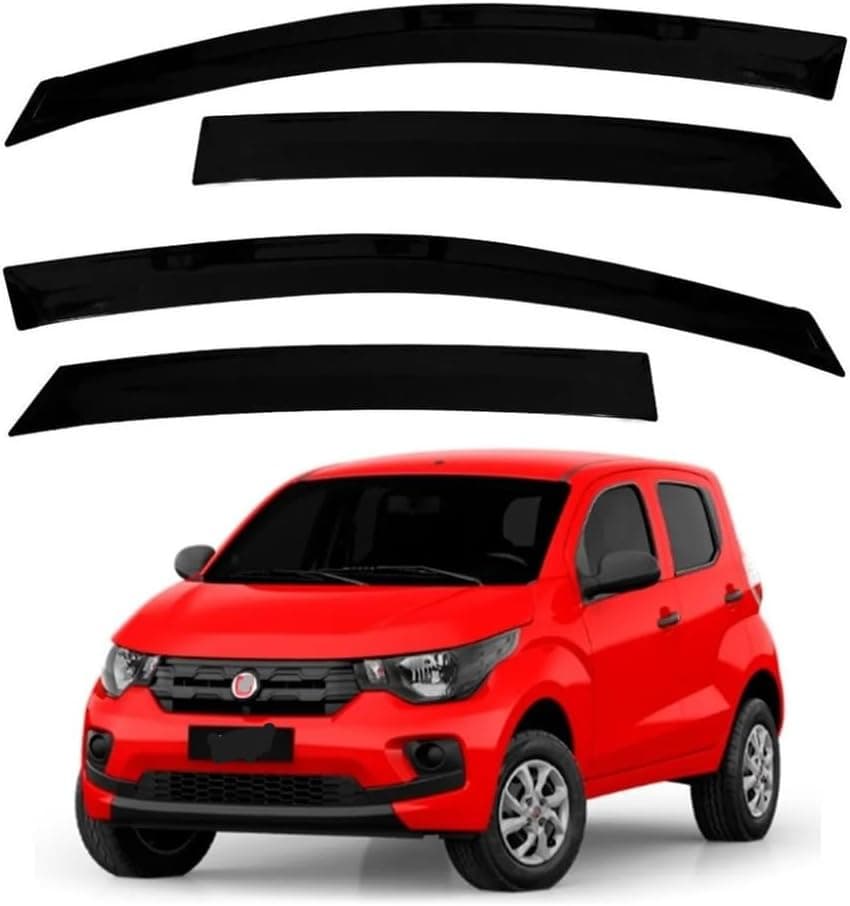 Kit Jogo Calha de Chuva EcoFlex Preto Fumê Compatível para Mobi 2016 a 2021 4 Portas
