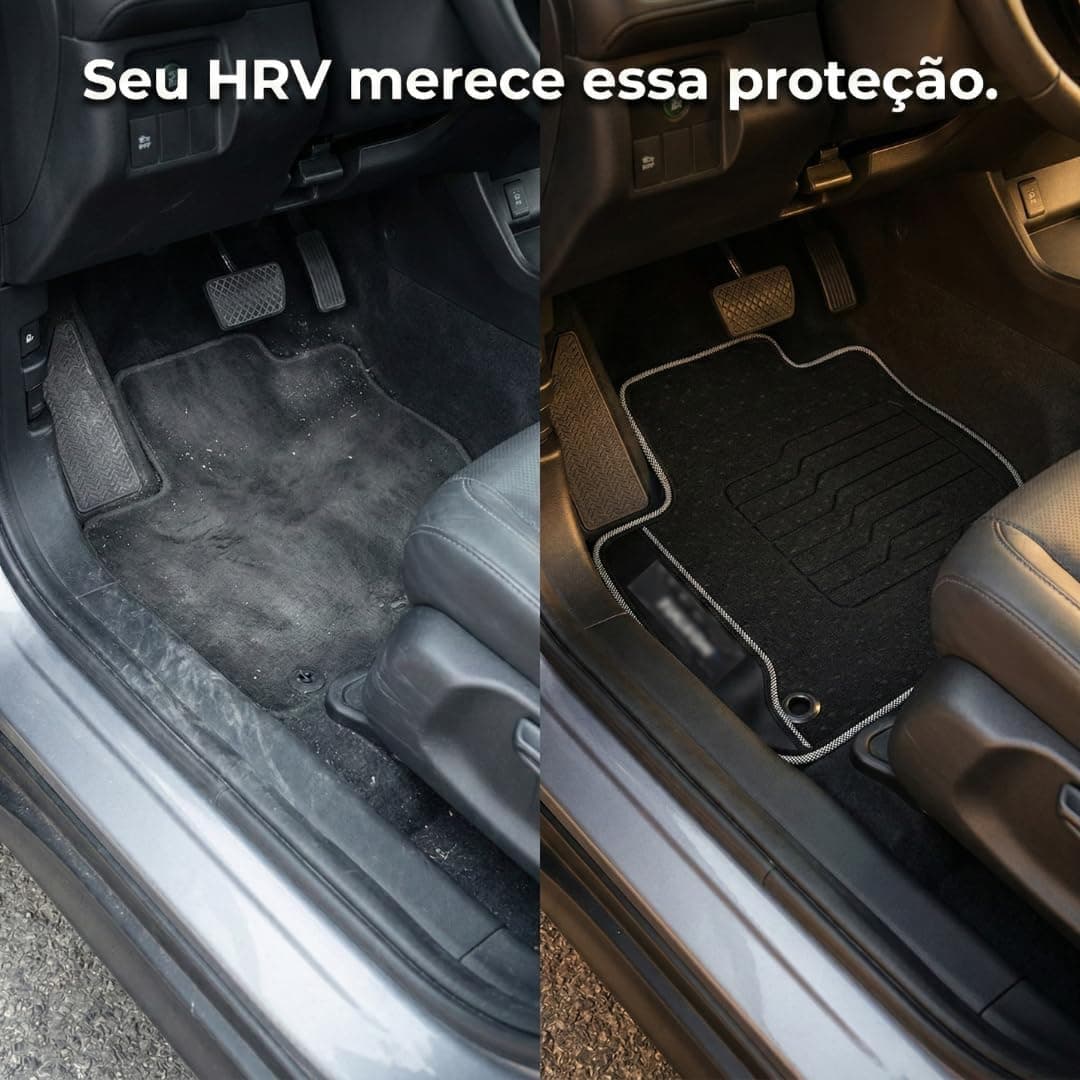 Tapete Automotivo Emborrachado HR-V Turbo Touring Advance 2023 2024 2025-3 Peças Impermeável Premium
