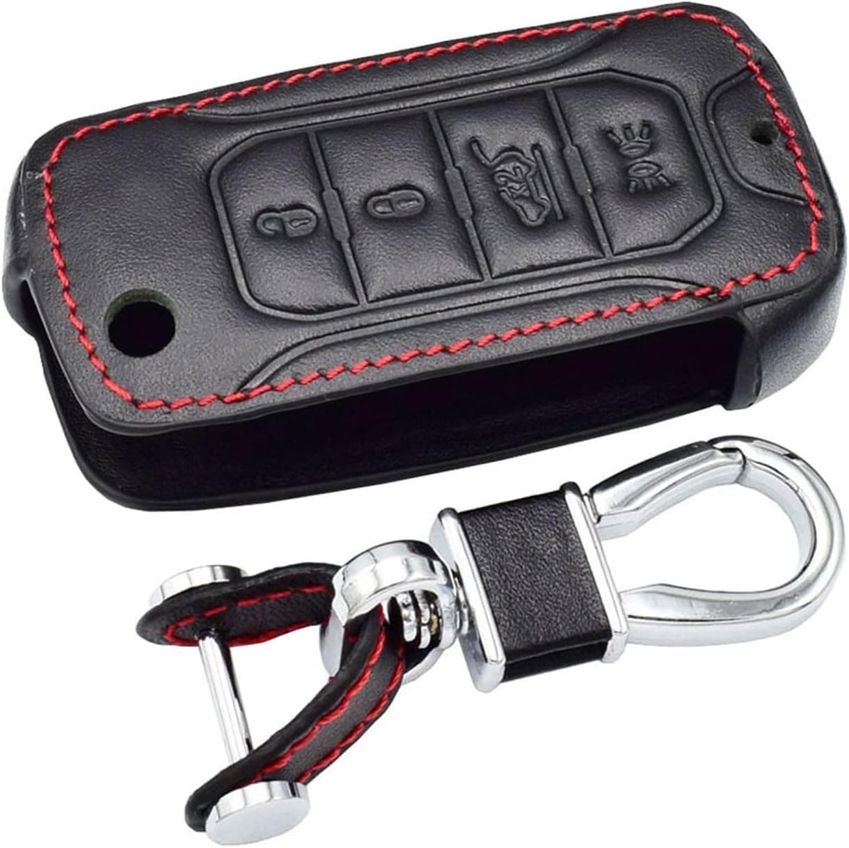 Capa de Chaveiro de Couro Inteligente para Jeep Renegade Hard Steel 2015-2017, 4 Botões