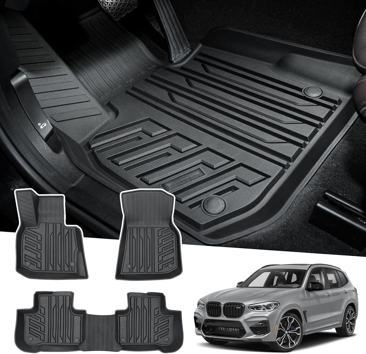 Powerty Tapetes para BMW X3 / 2019-2024 BMW X4 2018-2024, ajuste personalizado para acessórios X3 X4, tapetes de carro 3D TPE para todos os climas, forros de…