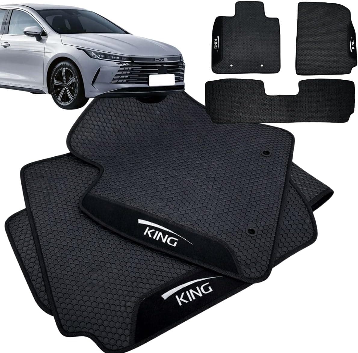Tapete Automotivo Borracha BYD King 2024 2025 2026 Reforçado Antiderrapante Impermeável Jogo 3 Peças