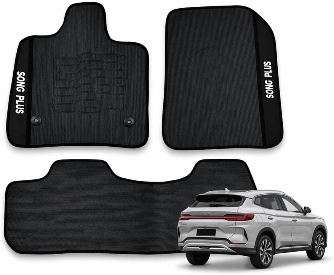 Tapete Automotivo Kit Completo com 3 Peças Emborrachado Antiderrapante Impermeável Específico para BYD Song Plus 2023 em diante