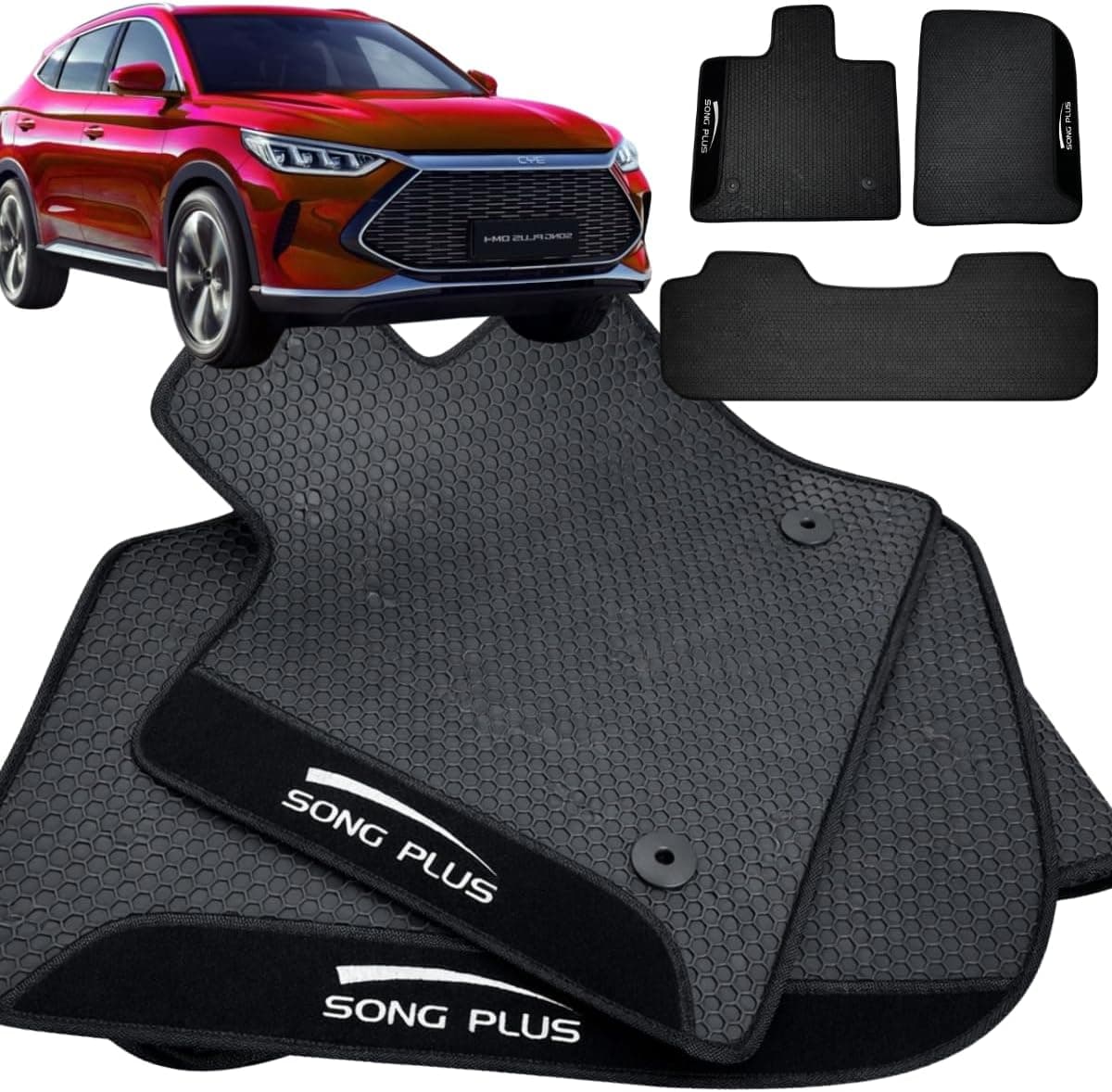 Tapete Automotivo de Borracha BYD Song Plus 2025 2026 Sob Medida Antiderrapante Impermeável Jogo de Tapetes Premium