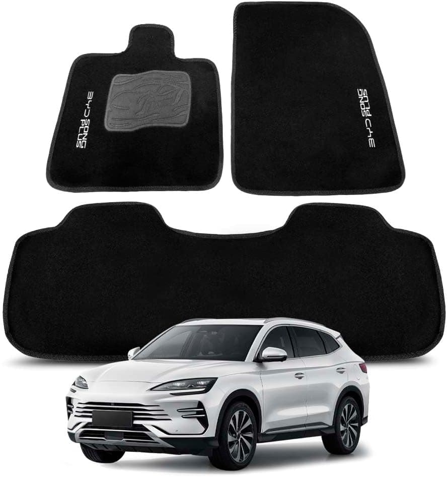 Tapete Automotivo para BYD Song Plus 2023 a 2026 Carpete 3 Peças Traseiro Inteiriço com Bordado