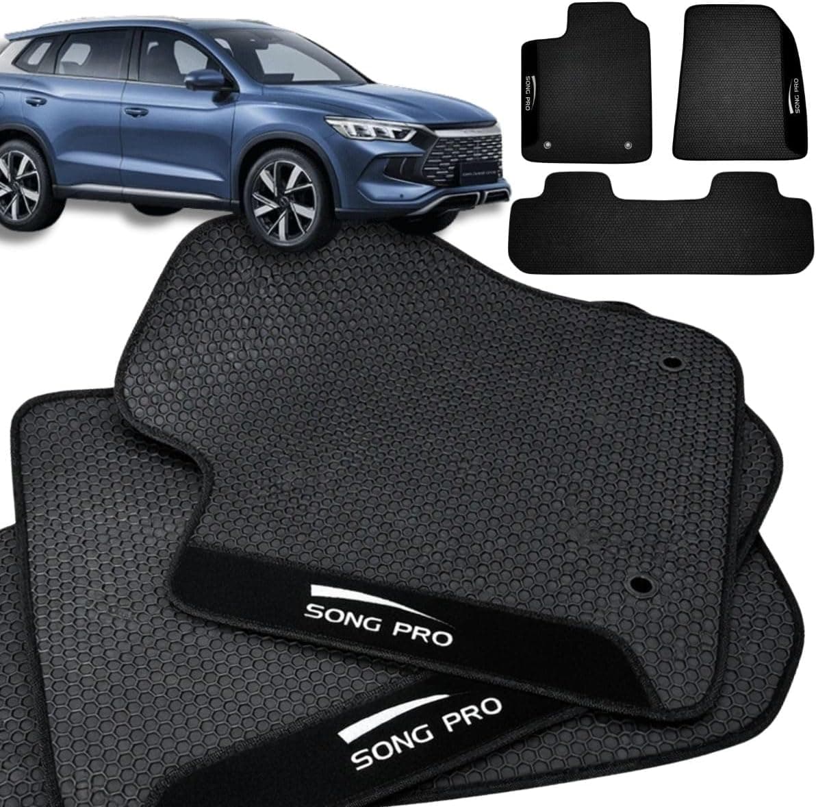 Tapete Automotivo de Borracha Compatível com BYD Song Pro 2025 Sob Medida Antiderrapante Impermeável Premium 3 peças