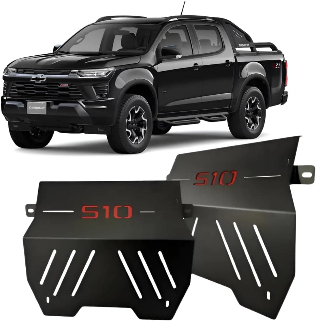 Protetor de Cárter Motor Chevrolet S10 CD 2017 a 2026 Preto Fosco