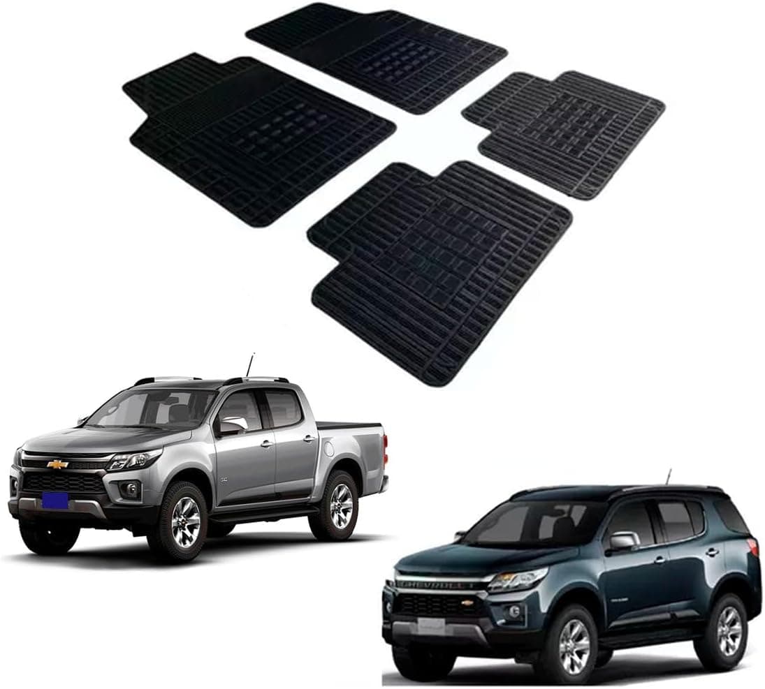Jogo de Tapete de Borracha S10 1996 até 2022 Trailblazer 2012 até 2022 4 Peças Preto