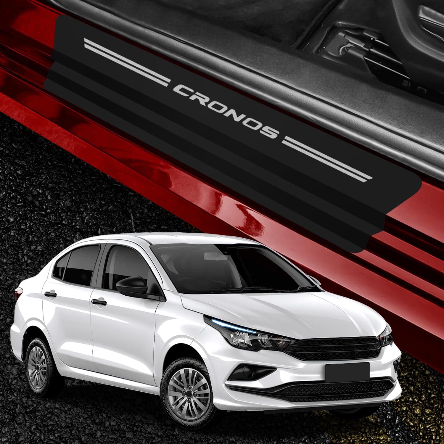 Kit de Adesivos para Soleira de Porta Fiat Cronos 2017 18 19 20 A 2021