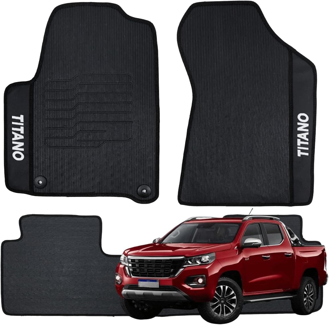 Jogo de Tapete Emborrachado Para Fiat Titano 2025 2026 Kit Automotivo 3 peças Linha Premium