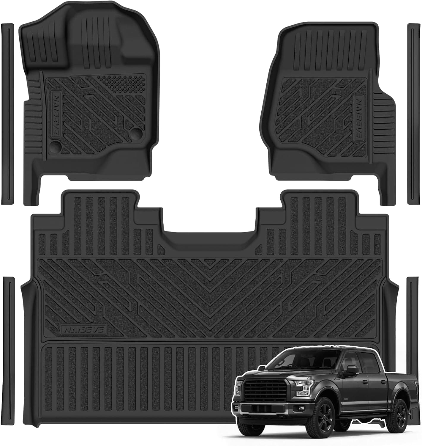 Naibeve Tapetes para Ford F150 2015-2026 Super Crew Cab/22-26 Lightning
