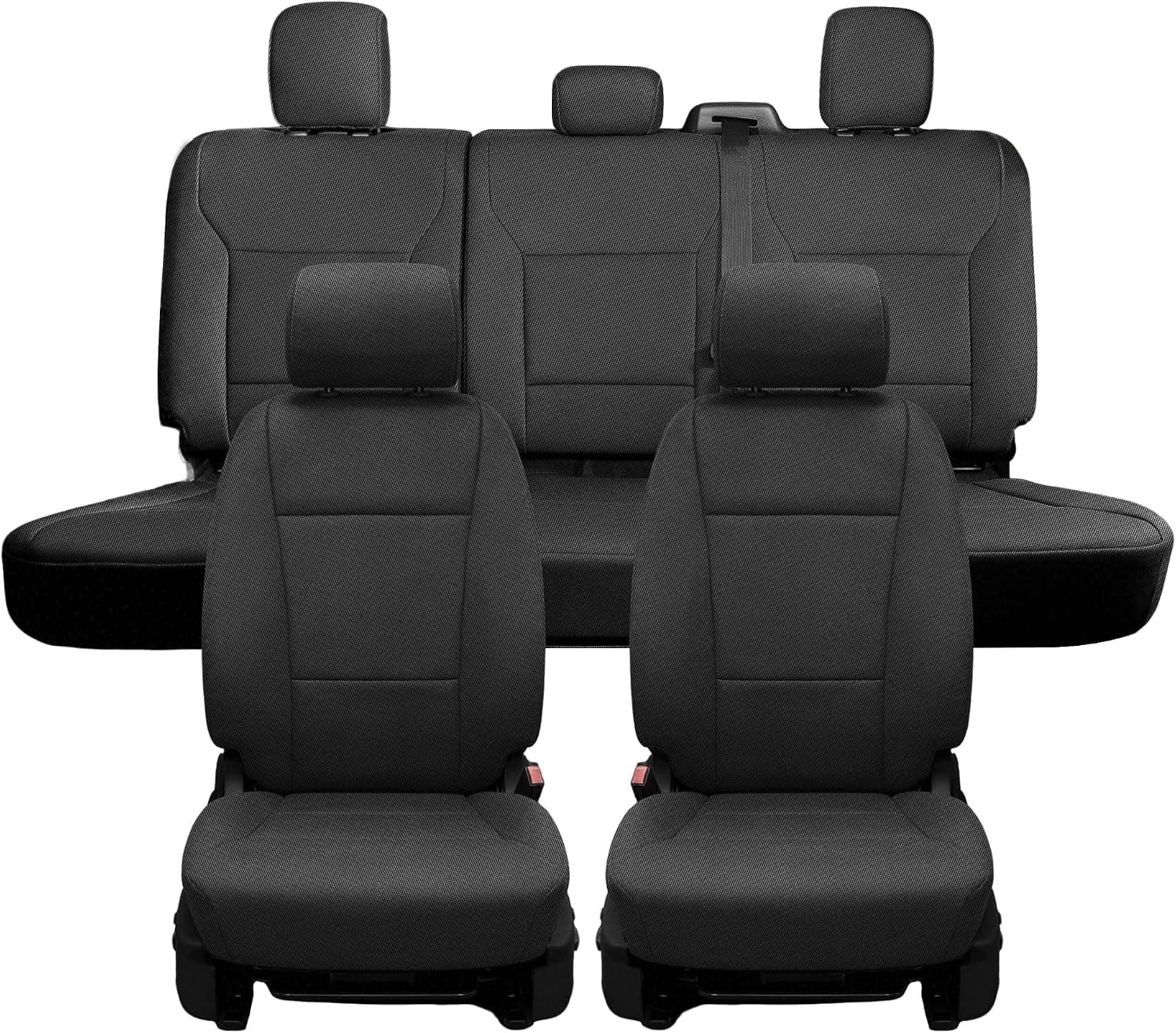 Capas de assento de tecido de malha para Ford F-150, Lightning, F-250 e F-350 Crew Cab (2015-2025), conjunto completo com bancos dianteiros concha e banco…