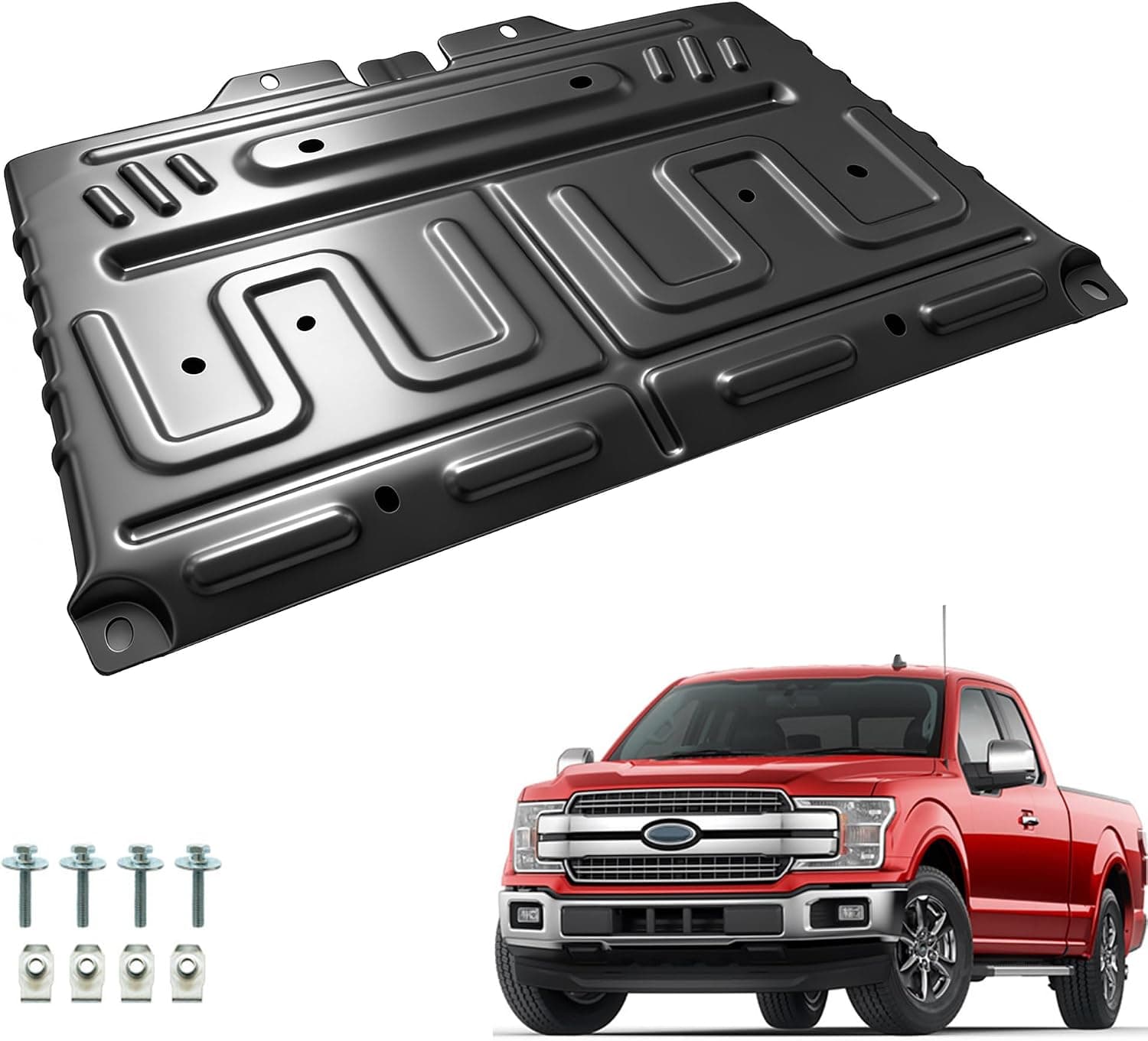 VLAND Protetor contra respingos do motor dianteiro compatível com Ford F-150 2015-2024 (não serve para o modelo 3.0L Diesel/PowerBoost/Raptor) Placa de…