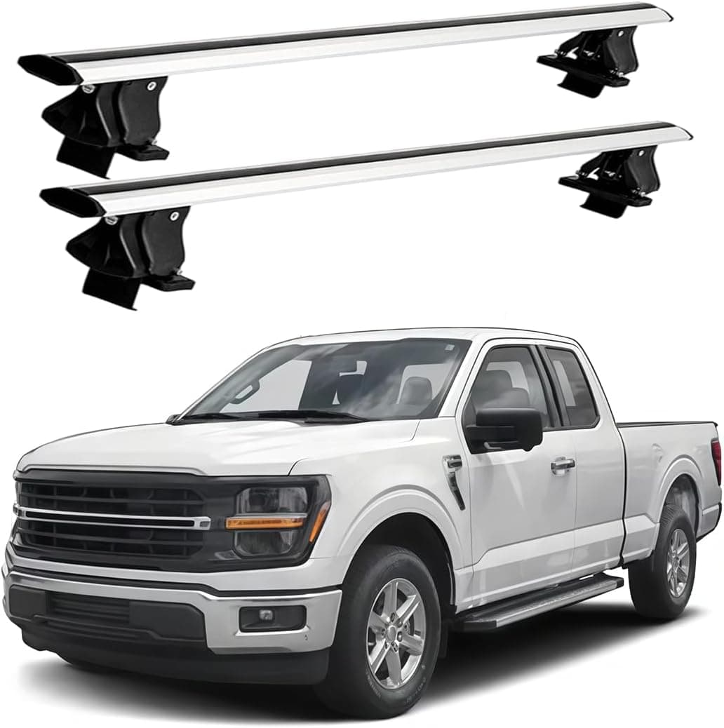 2 barras laterais de rack de teto para Ford F-150 SuperCrew Cab 2015-2024 2025 sem trilho de teto