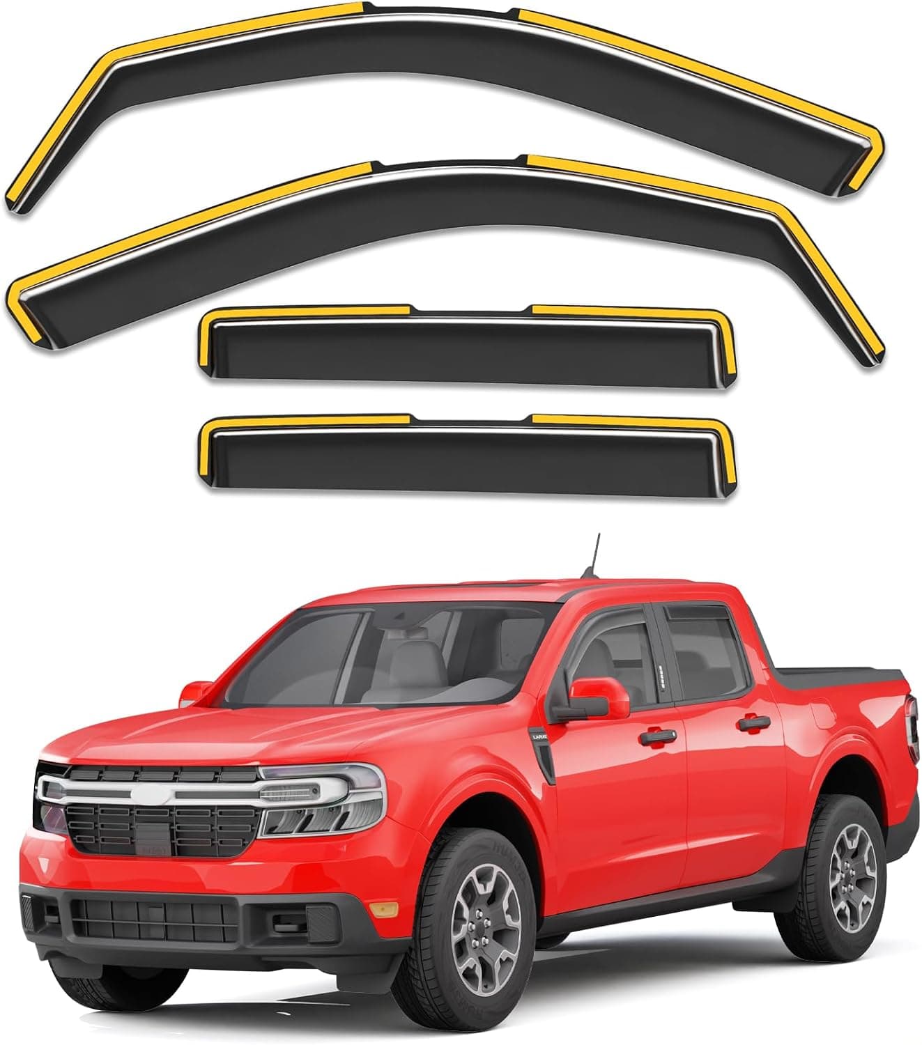 Protetores de chuva de janela no canal apto para caminhão Ford Maverick 2022 2023 2024 2025 viseiras de janela extra duráveis defletores de janela viseiras de…